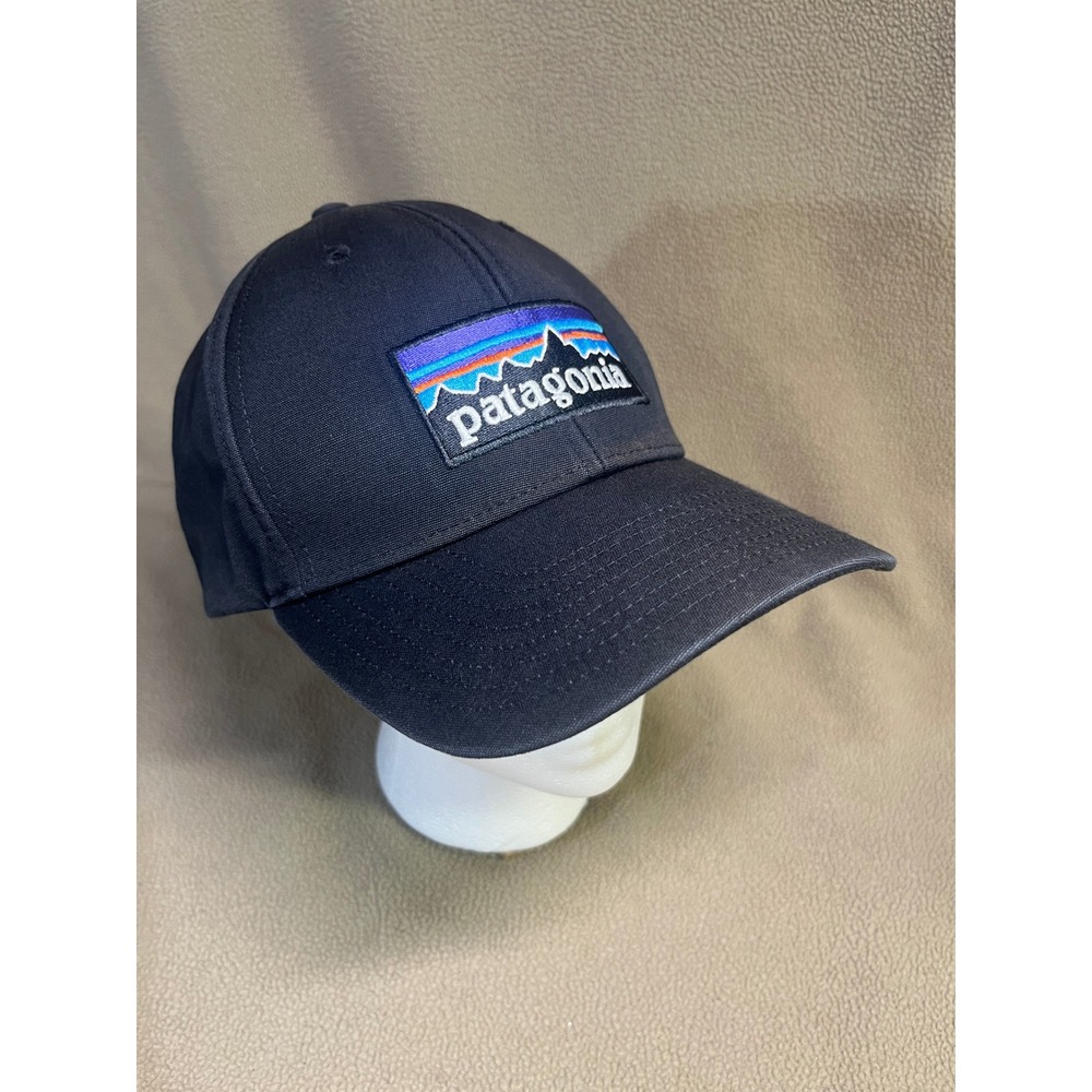 Patagonia‎ P-6 Label Trad Cap Black Organic Cotton Snapback Hat Low Pro Baseball